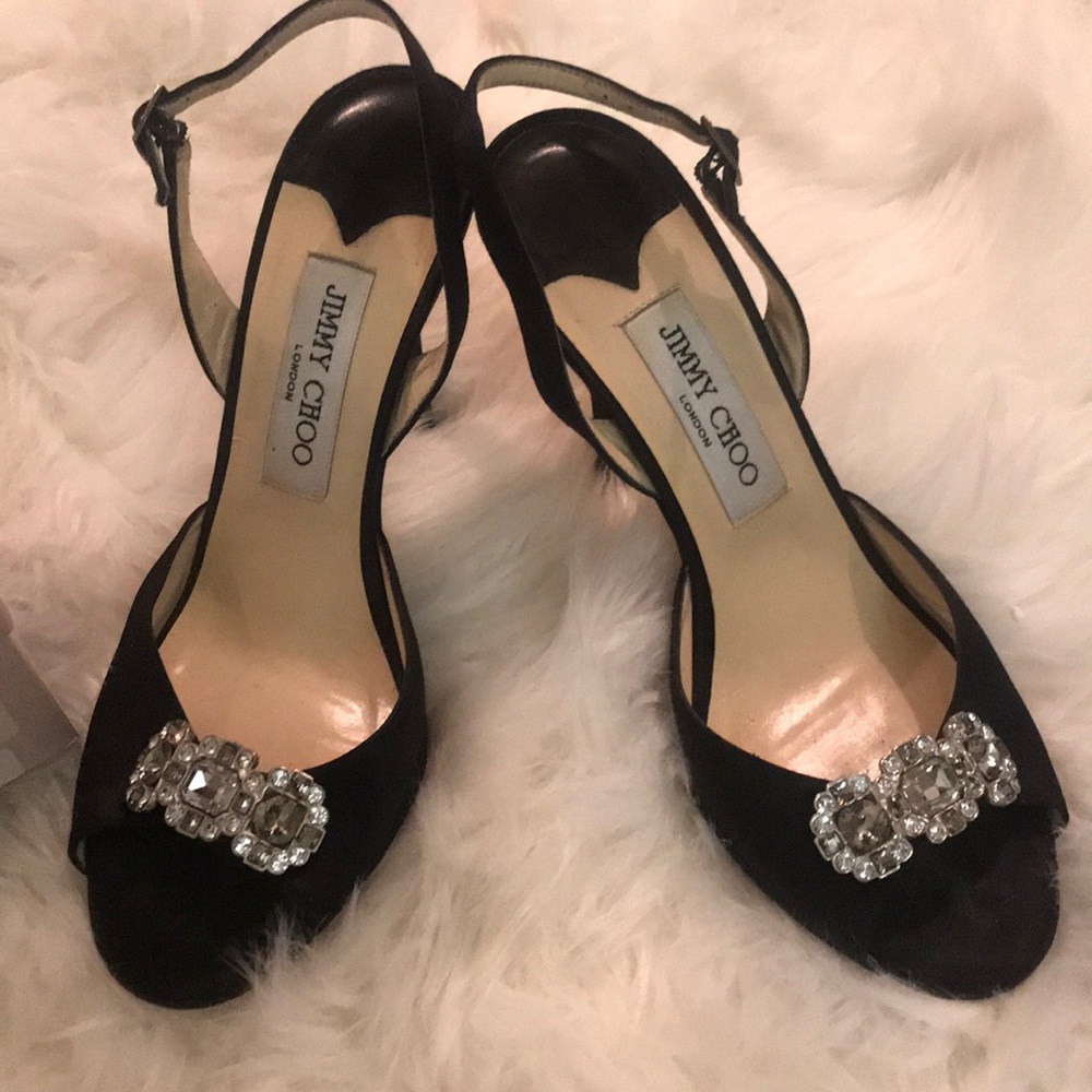 Jimmy Choo silk satin black heels